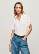 Women White Pepe Jeans Polo Shirt 60J40397