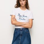 Women White Pepe Jeans Printed Logo Cotton T-Shirt 60J40411