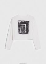 Women White Pepe Jeans Printed Long Sleeved T-Shirt 60J40428 - Image 5