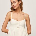 Women White Pepe Jeans Prue Cotton Dobby Dress 60J40221
