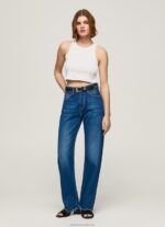 Women White Pepe Jeans Ribbed Armhole Sleeved T-Shirt 60J40423 - Image 2