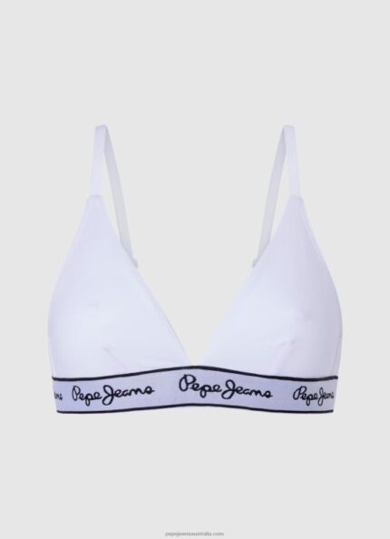 Women White Pepe Jeans Stretchy Cotton Bra 60J40540