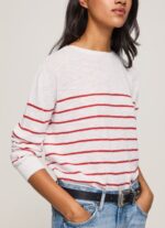 Women White Pepe Jeans Striped Print Cotton Jersey 60J40238 - Image 3