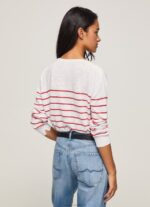 Women White Pepe Jeans Striped Print Cotton Jersey 60J40238 - Image 4