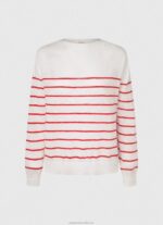 Women White Pepe Jeans Striped Print Cotton Jersey 60J40238 - Image 5