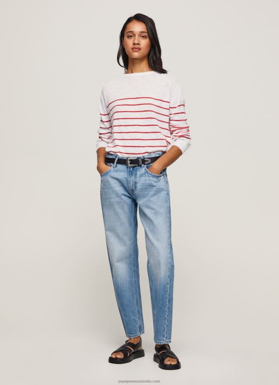 women_white_pepe_jeans_striped_print_cotton_jersey_60j40238.jpg Women White Pepe Jeans Striped Print Cotton Jersey 60J40238 - Image 1