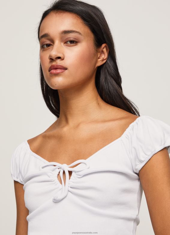 women_white_pepe_jeans_sweetheart_neckline_t_shirt_60j40462.jpg Women White Pepe Jeans Sweetheart Neckline T-Shirt 60J40462 - Image 1