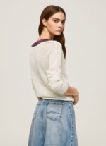Women White Pepe Jeans V-Neck Crepe Jersey 60J40228 - Image 4