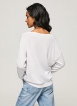 Women White Pepe Jeans V Neckline Relaxed Fit Jersey 60J40240 - Image 4