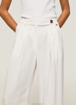 Women White Pepe Jeans Wide Pleated Trousers 60J40288 - Image 3